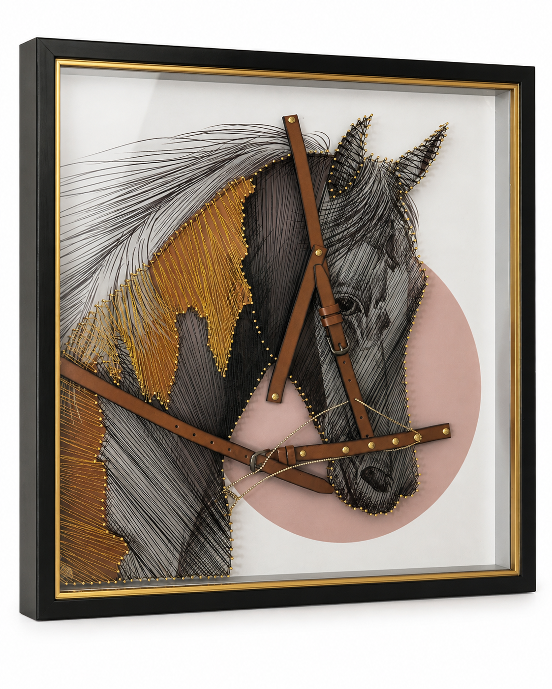 3D Horse Wall Art with Leather Details