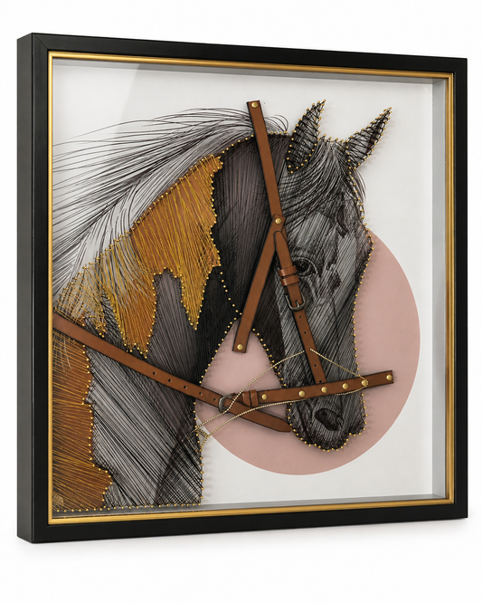 3D Horse Wall Art with Leather Details