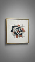 Geometric Art Print With Brushed Metallic Frame