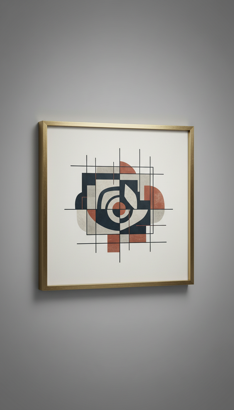 Geometric Art Print With Brushed Metallic Frame