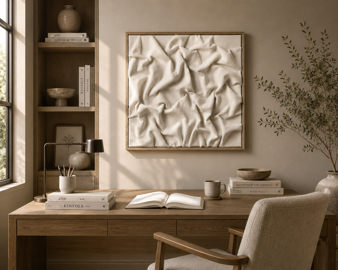 Organic Draped Textured 3D Relief Wall Art