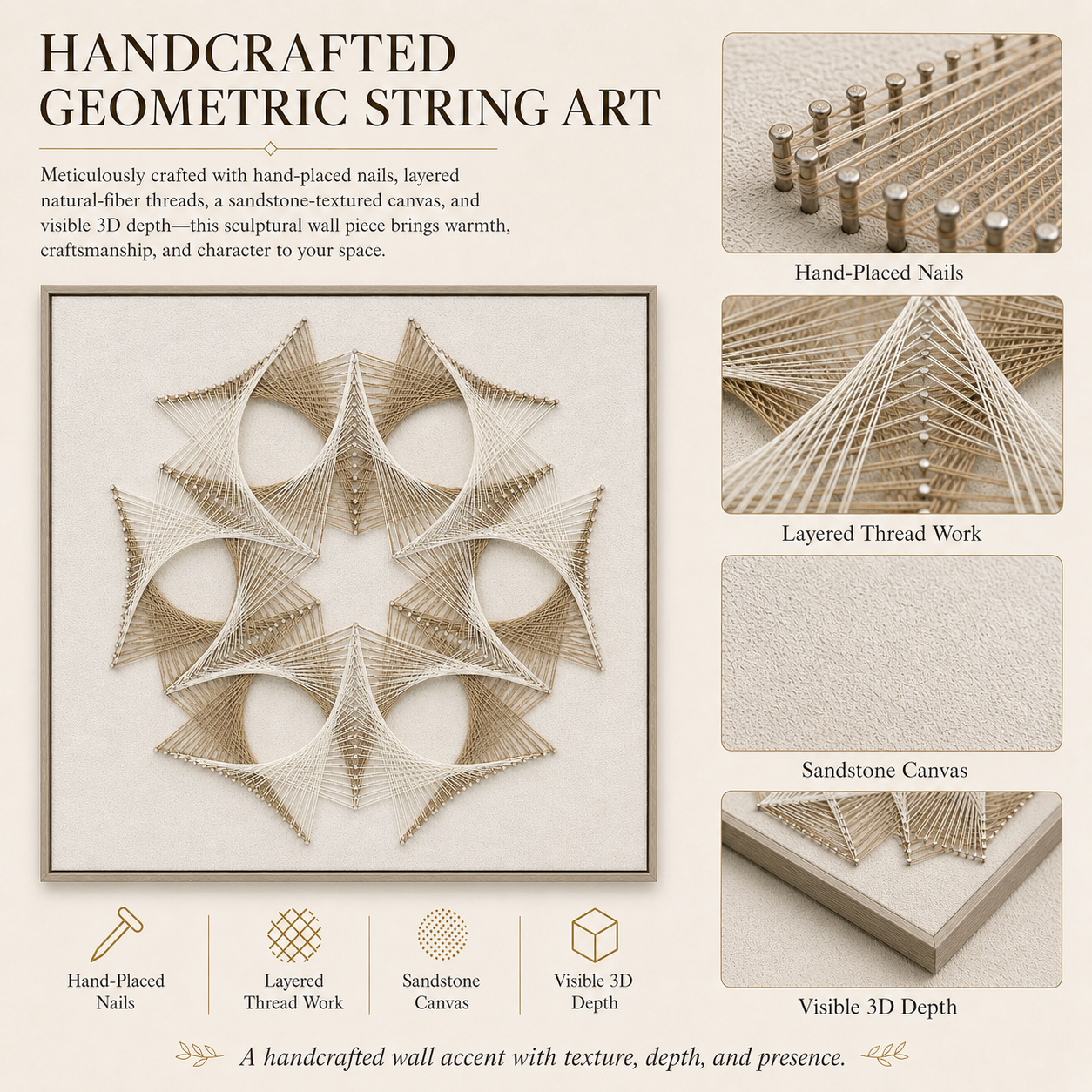 Geometric Mandala 3D String Wall Art
