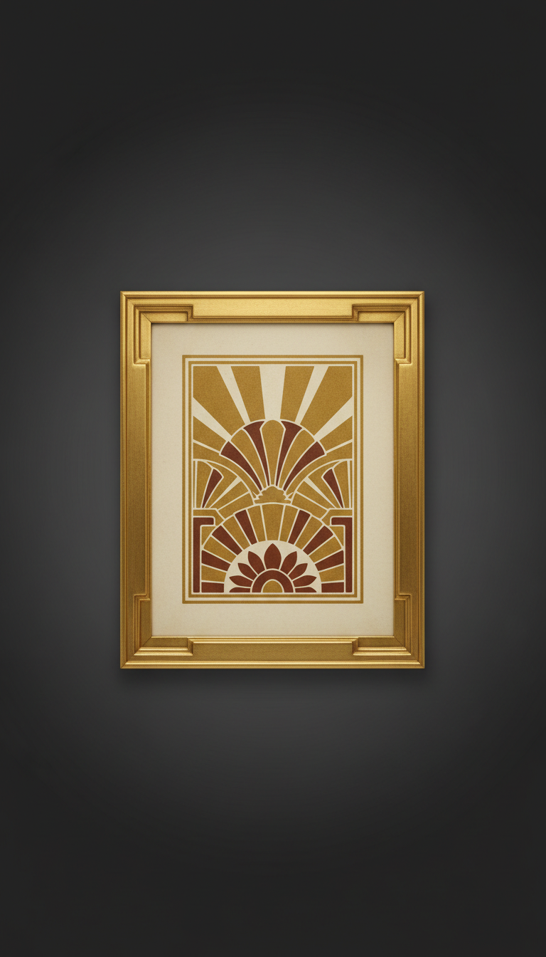 Deco Motif Print With Gold Lacquered Trim