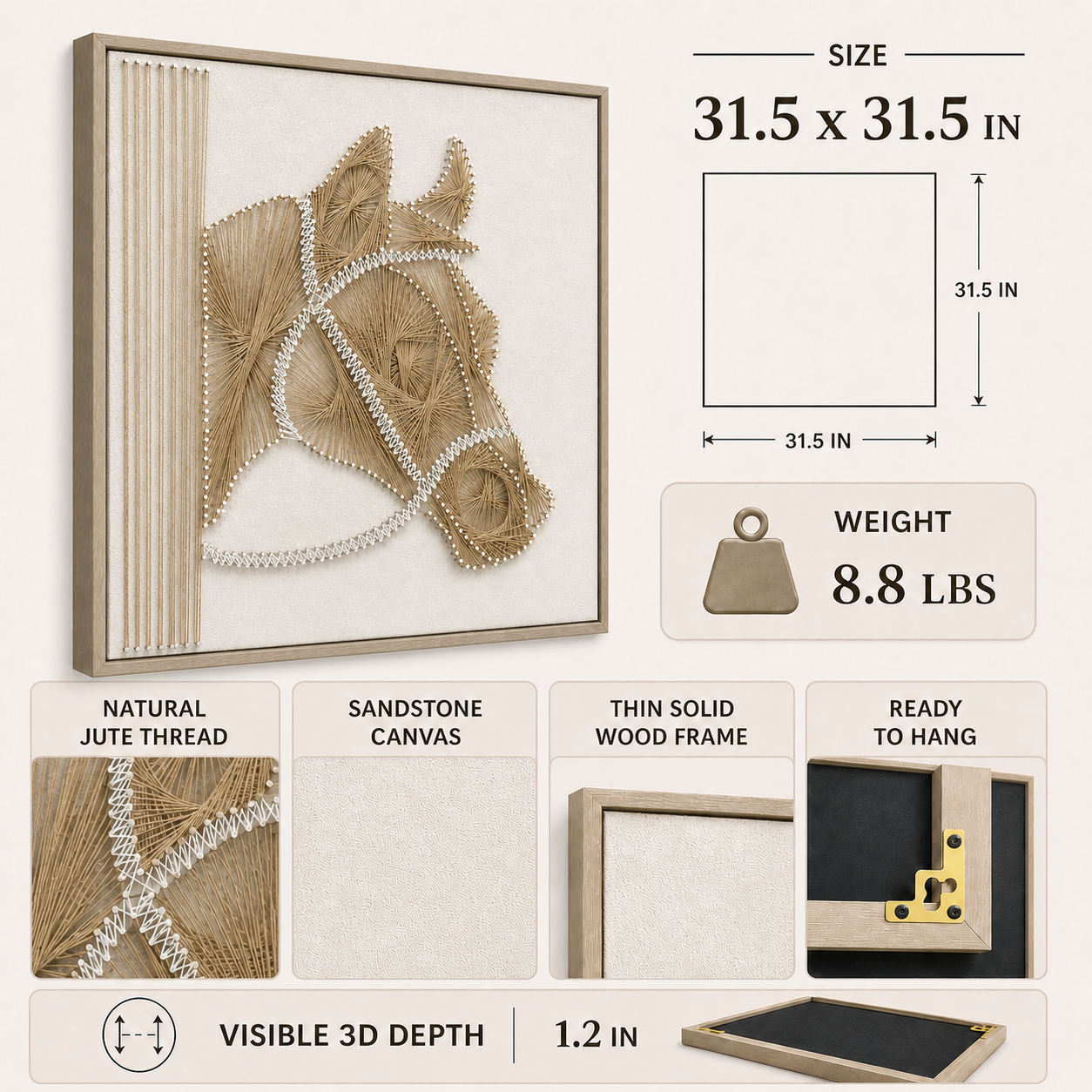 Equestrian Horse Profile 3D String Wall Art