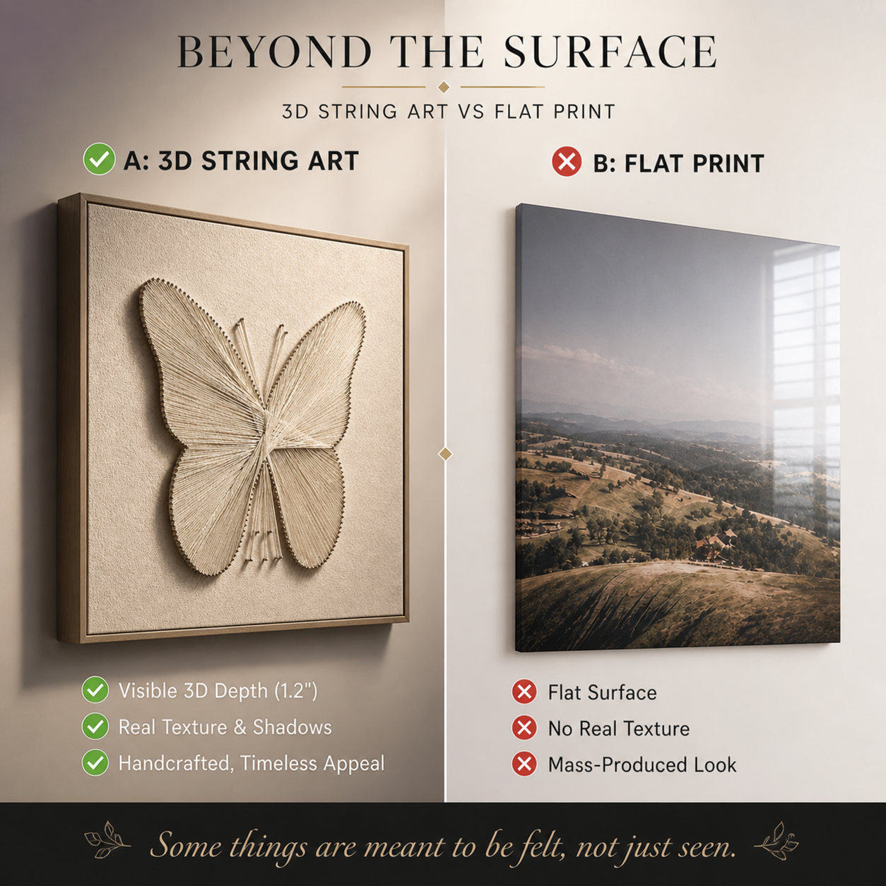 Minimalist Butterfly 3D String Wall Art
