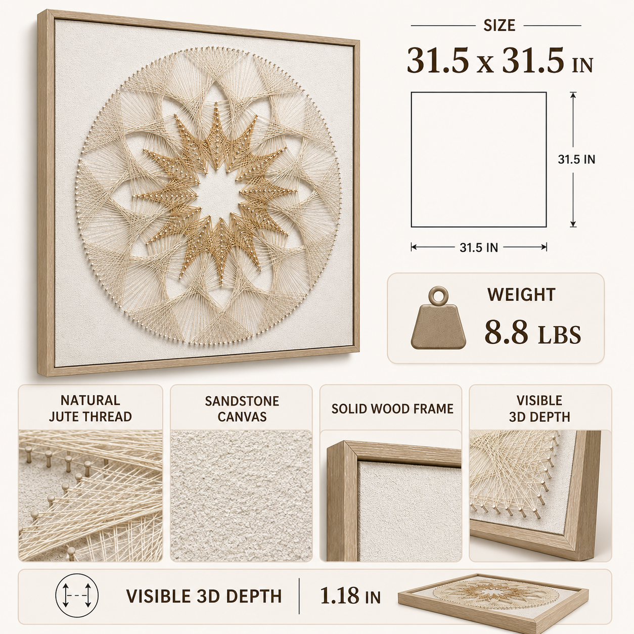 Celestial Sunburst 3D String Wall Art