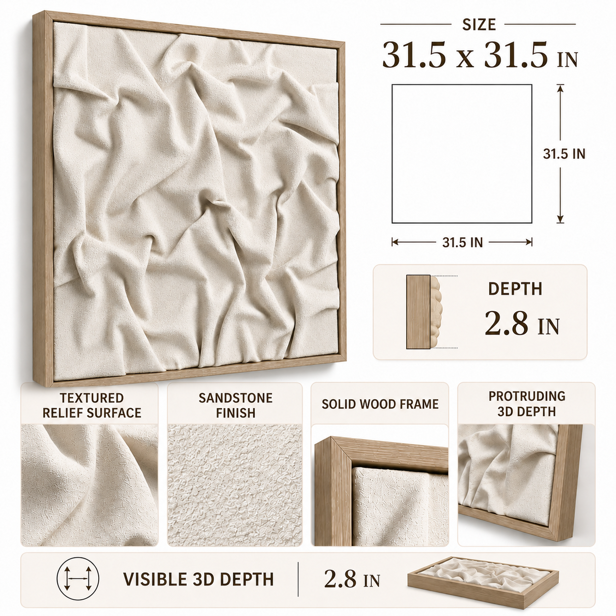 Organic Draped Textured 3D Relief Wall Art