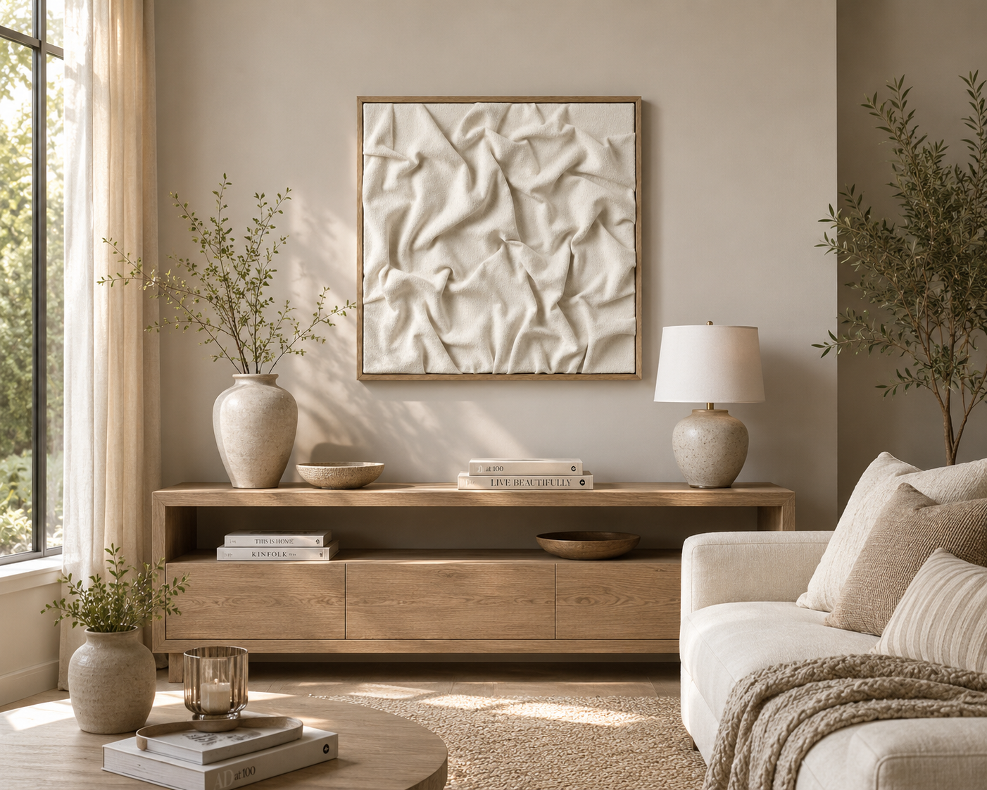 Organic Draped Textured 3D Relief Wall Art