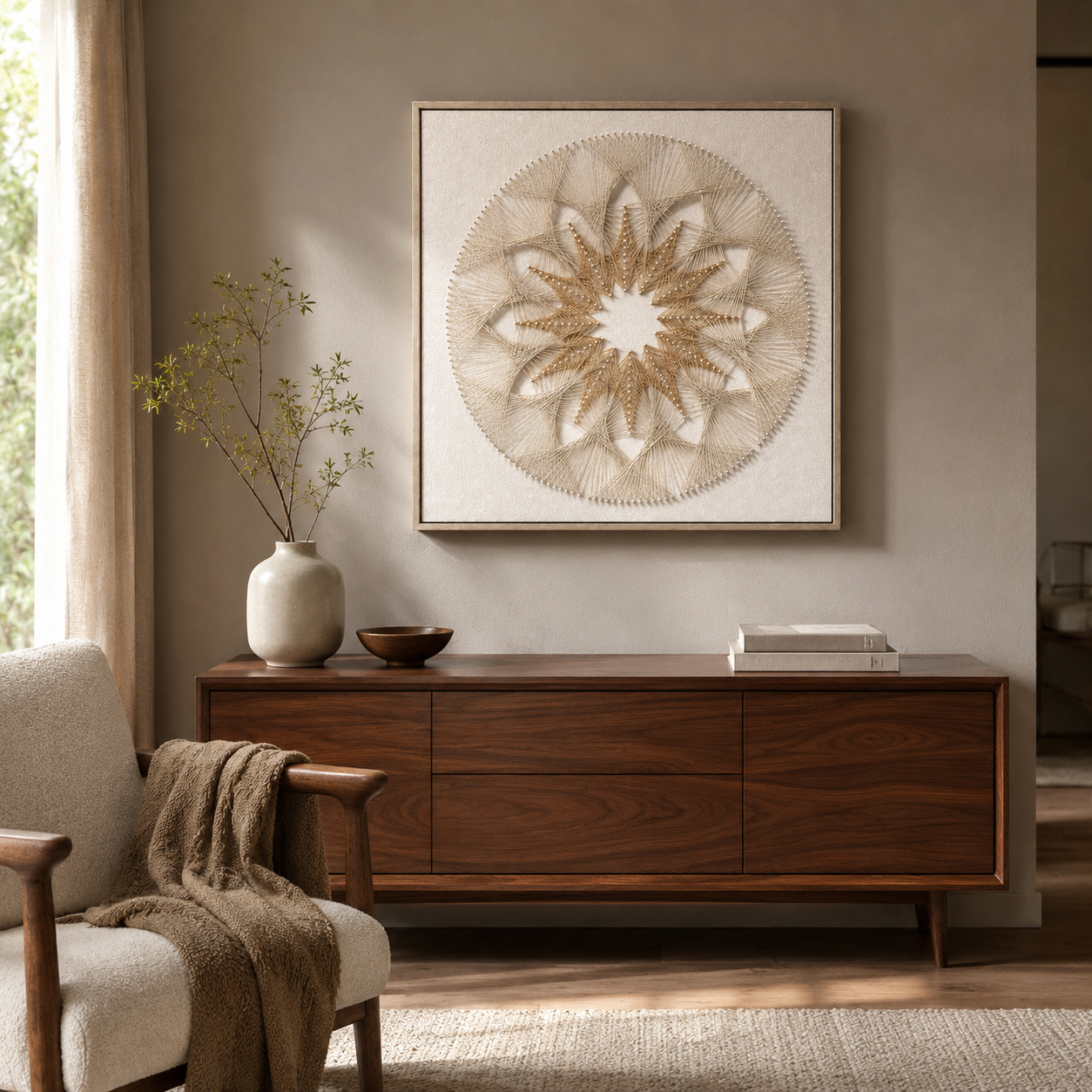 Celestial Sunburst 3D String Wall Art
