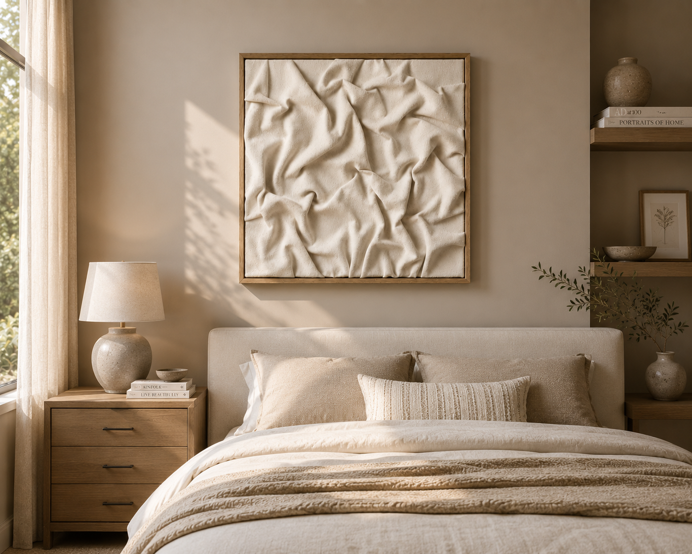 Organic Draped Textured 3D Relief Wall Art